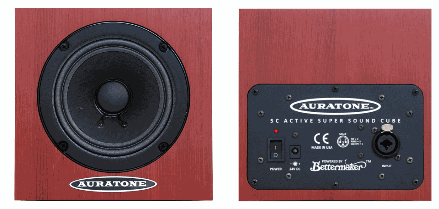 Auratone 5C Active – Mahogany woodgrain (front + back)