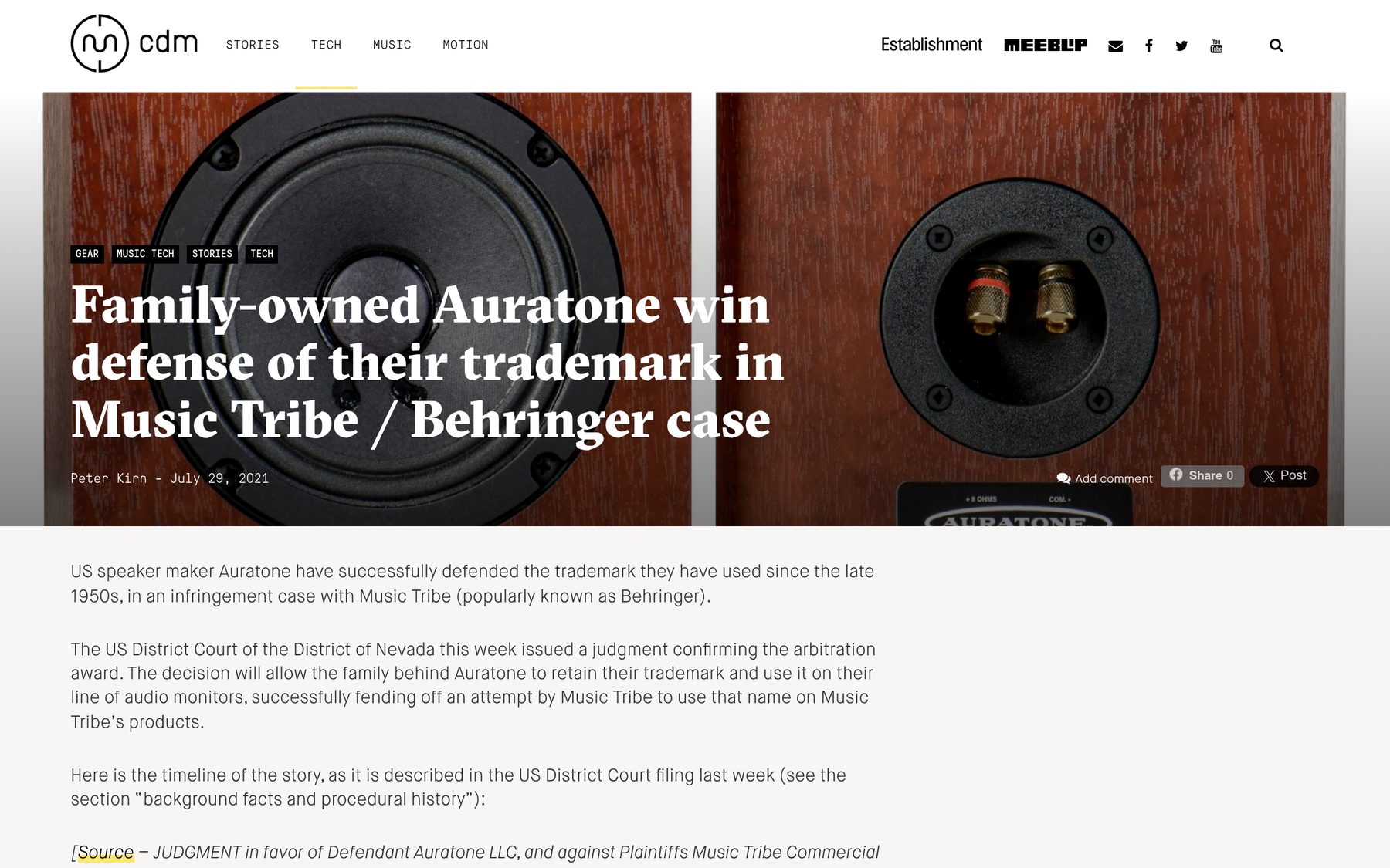 Auratone trademark case — Music Tribe / Behringer